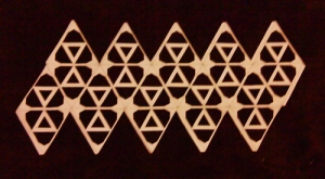 Pattern cut into Icosahedron template