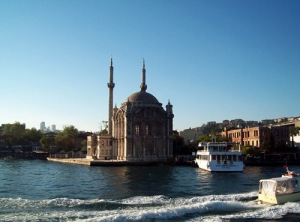 Mosque on the edge of the river bank along the Bosphorous
