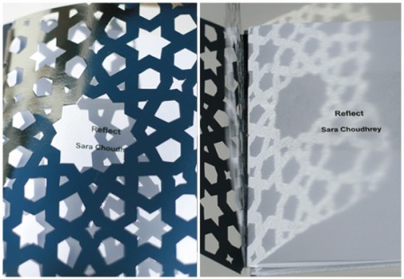 Images of the books taken by Susan - capturing the shadows and reflections produced by the double-sided mirror card cut-out